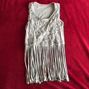Crop top light gray lace sexy top S